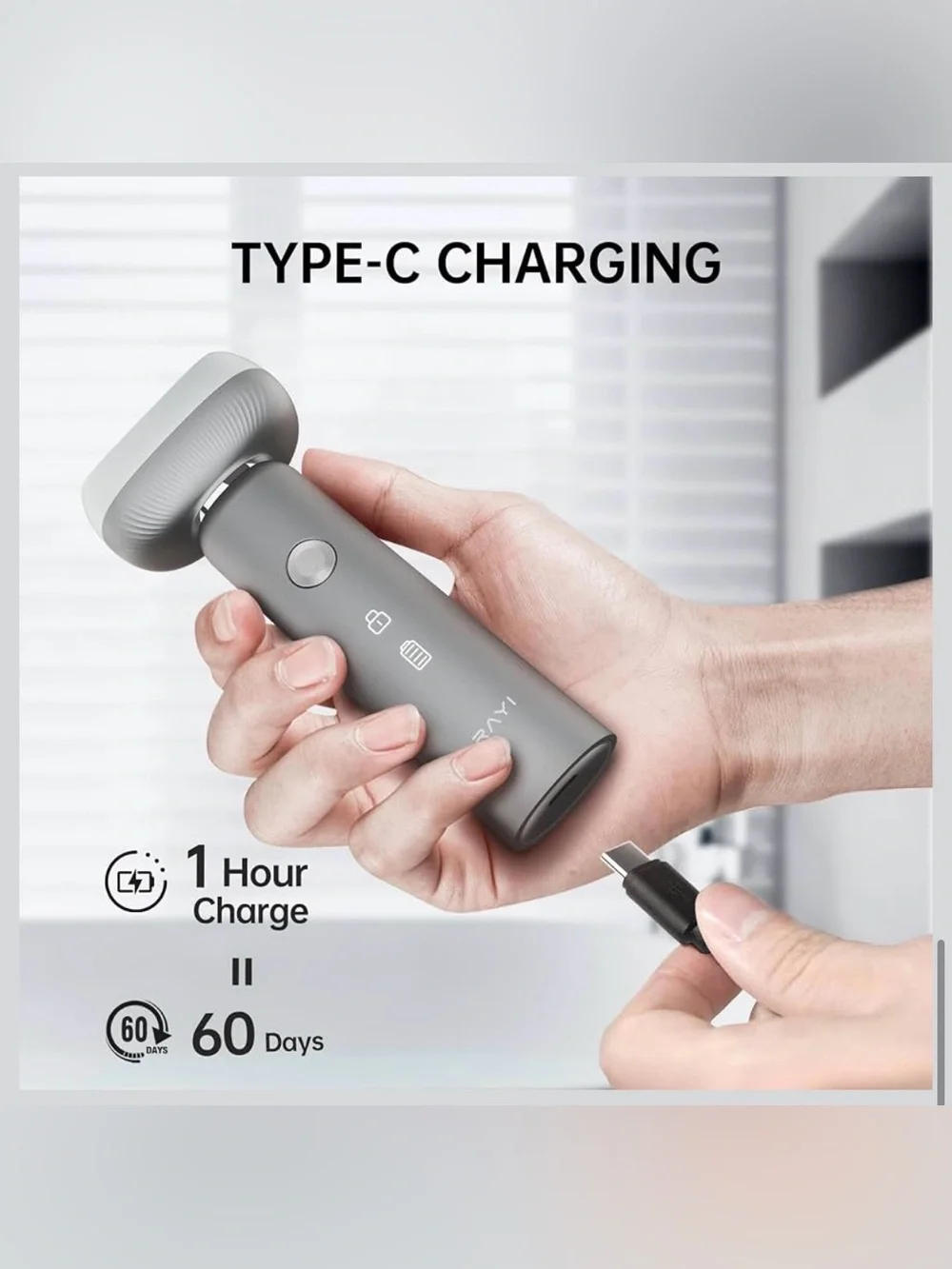 New Electric Shaver for Men with Floating Arc 3-Blade, 9000 RPM, Magnetic Head,